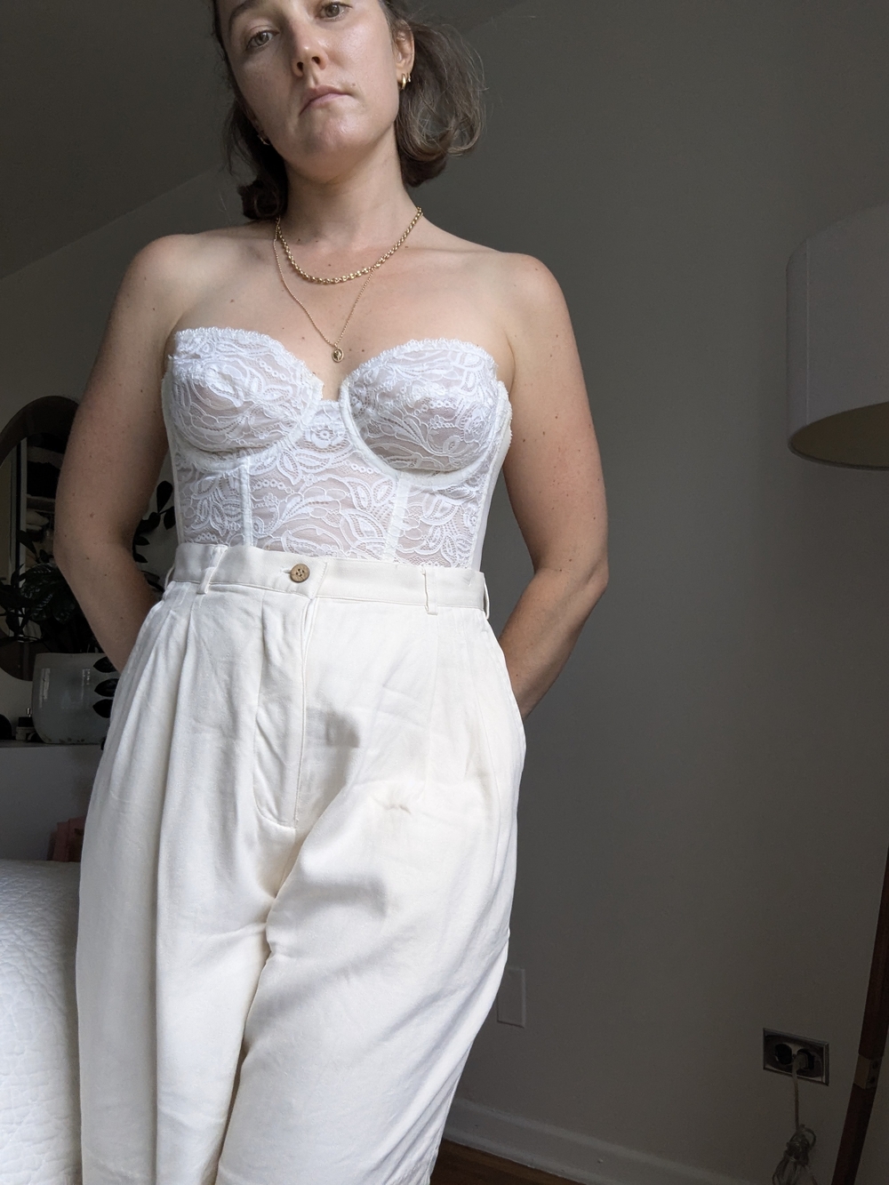 70s Long Line, Low Back Bra Smoothie Corset Bustier Bra Top. Union Made